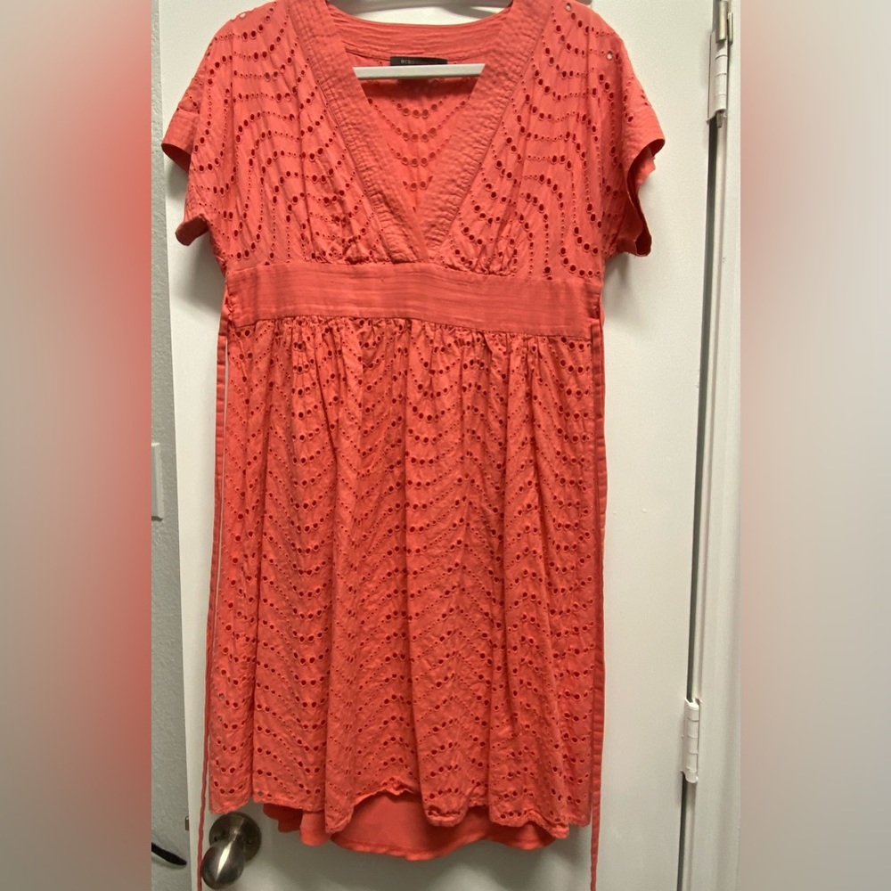 BCBGMax Azria coral, eyelet dress